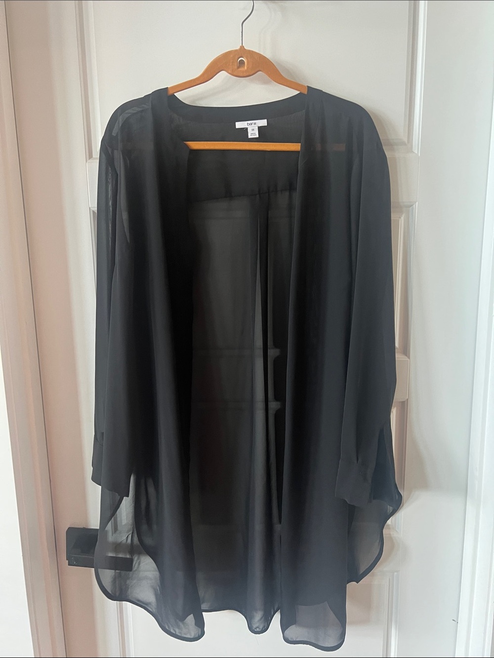 Bar III Black Sheer Button-Down Shirt 2x
